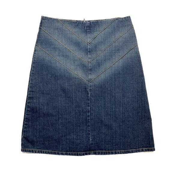 Mixit Vintage Y2K Chevron Paneled Denim Skirt A Line Blue Women's 6 Boho Party - Picture 1 of 9
